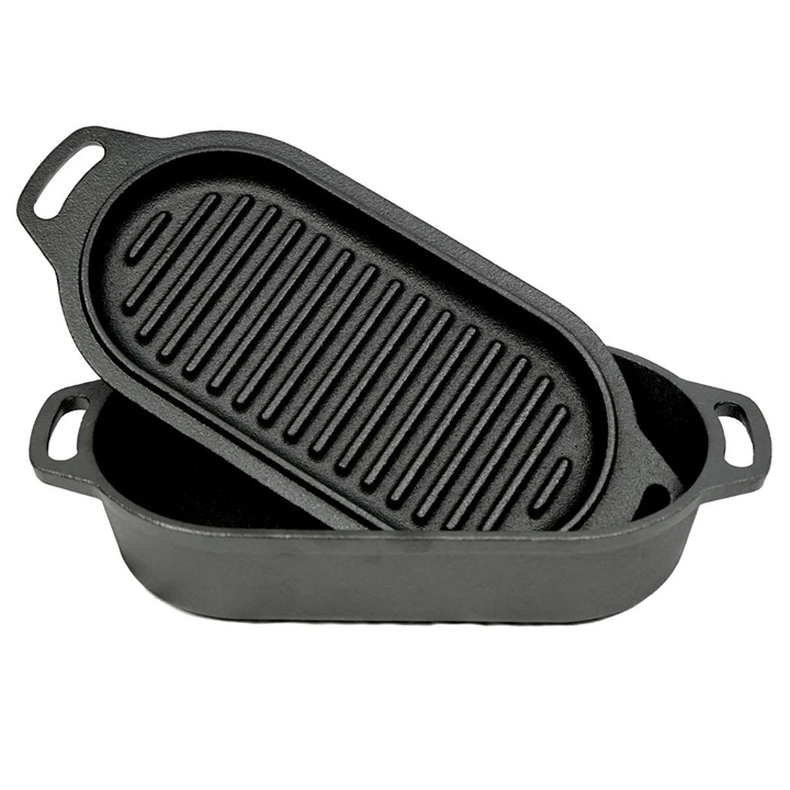 Valhal Outdoor Gietijzeren Dutch Oven Met Grill Deksel Ovaal 2 Liter 3 Valhal Outdoor Gietijzeren Dutch Oven Met Grill Deksel Ovaal 2 Liter - Afbeelding 3